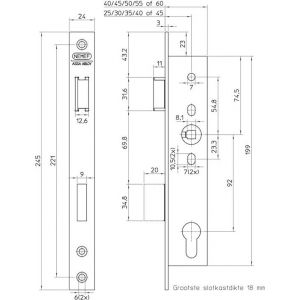 Nemef deurslot 9604/07-40 Kaba 5 mm 9960407016