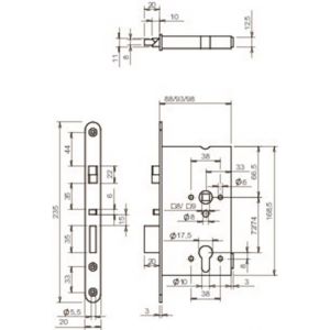 Abloy paniekdeurslot zelfvergrendelend PC-uitsparing EL160/55/20/2.4 10013768