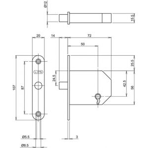 Lips kastslot klaviersleutel 2084/4 krimp A000325609