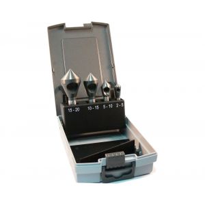 Labor KA300600 verzinkboor met gat set HSS-G geslepen 4 delig kunststof 2-5/5-10/10-15/15-20 mm AY910004