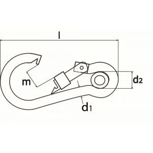 Dulimex DX 249-07I karabijnhaak met kous en schroef 70x7 mm RVS AISI 316 8000.024.9I07