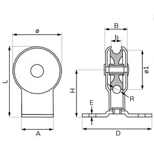 Dulimex DX 960-32E markieskatrol staand polyamide wiel 32 mm elektolytisch verzinkt per stuk gelabeld 8000.960.032K