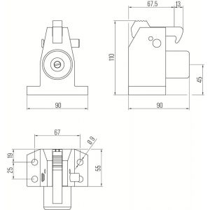 DENI DVZ HDGR V SS deurvastzetter vloermodel met opvanghaak en geveerde stootbuffer ver- en ontgrendelingsshuif Robusto serie RVS 0531.200.0083