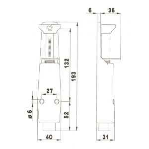 Deni DVZ VL030 SE deurvastzetter voetstift Luxe 40x193 mm schootuitslag 30 mm deur tot 40 kg stang staal verzinkt huis zamac zilver 0534.200.0030