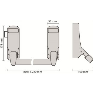 Dulimex DX PO 296 EB RZ anti-paniekstang DX 296 RZ enkele deur 1-puntssluiting opliggende dagschoot rood-zwart 4003.692.9694