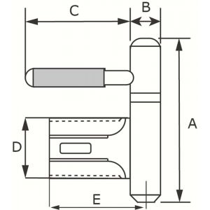 Dulimex DX HPL148150MP-0 Inboorpaumelle diameter 14 mm zwarte nylon ring voor houten deuren en metalen montagekozijnen staal vernikkeld