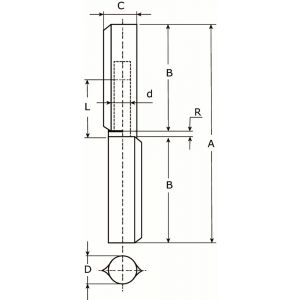 IBFM HPL WR LP 100 aanlaspaumelle losse pen gegalvaniseerd met blad 100x10 mm blank staal 6010.015.1000