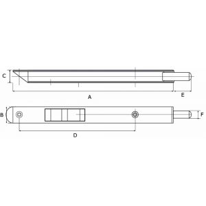 Dulimex DX KSB-25020RBV bascule kantschuif type 896 250x20x15 mm afgeschuind rond staal verzinkt 0634.020.2500