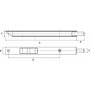 Dulimex DX KSB-25020SSE bascule kantschuif type 876 250x20x15 mm afgeschuind recht staal zilvergelakt 0633.020.2503