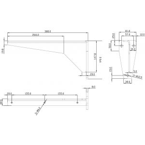 Dolle JIB 380 plankdrager extra zware XXL uitvoering 380x180 mm staal 5 mm schroefgat diameter 12 mm vuurverzinkt 0510.200.0380