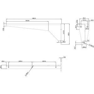 Dolle JIB 480 plankdrager extra zware XXL uitvoering 480x180 mm staal 5 mm schroefgat diameter 12 mm vuurverzinkt 0510.200.0480