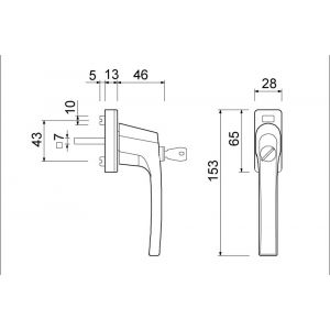 Ami RGP 812 BE draai kiep raamgreep SKG ** type 812 7x32 mm zwart 0130.812.0101