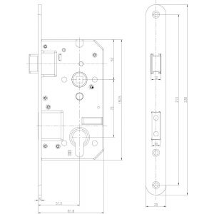 Dulimex DX DNSV-PC72RH veiligheidsinsteekslot SKG** doornmaat 50 mm PC 72 rechte voorplaat RVS 0160.295.7000