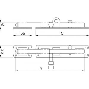 IBFM HSG 200V hangslotgrendel verticaal diameter 12 mm 200 mm verzinkt 0411.301.0200