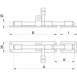 IBFM HSG 200H hangslotgrendel diameter 12 mm horizontaal 200 mm verzinkt 0411.302.0200