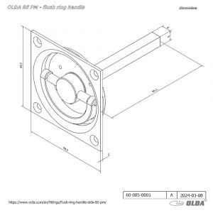Olda 85 PM schuifdeur inbouwgreep type 85 PM staal verzinkt 0860.085.1121
