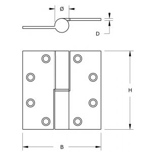 Dulimex DX H178D89892115 kogelstiftpaumelle rechte hoeken 89x89 mm doorgezette knoop links staal verzinkt SKG*** 6872.115.8989-D