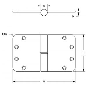 Dulimex DX H179150892115 kogelstiftpaumelle ronde hoeken 89x150 mm links staal verzinkt SKG*** 6972.115.8915-0