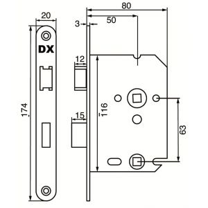 Dulimex DX WBS-50-WBWE WC-badkamerslot doornmaat 50 mm ronde voorplaat wit inclusief rechthoekige sluitplaat 0160.282.5042