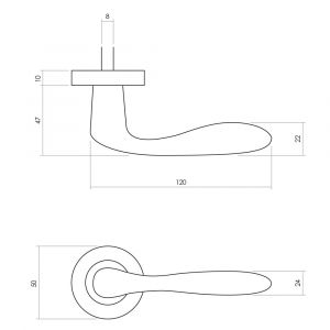 Intersteel Living 0201 deurkruk Banaan met rozet diameter 49x7 mm verdekt messing ongelakt 0010.020102