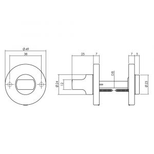 Intersteel Living 3186 WC-sluiting 8 mm kunststof verdekt diameter 49x7 mm messing ongelakt 0010.318660