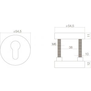 Intersteel Living 3750 SKG3 veiligheids rozet rond messing ongelakt 0010.375060