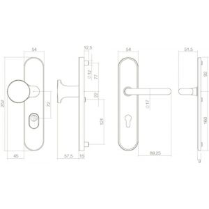 Intersteel Living 3820 SKG3 veiligheids schilden greep-kruk profielcilindergat 72 mm met kerntrek beveiliging messing ongelakt 0010.382036