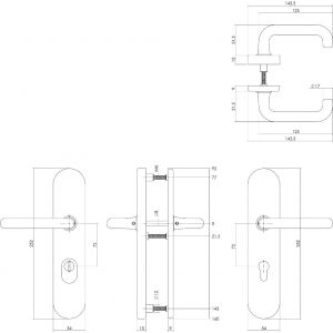 Intersteel Living 3821 veiligheidsbeslag ovaal kruk-kruk profielcilindergat 72 mm SKG*** met kerntrekbeveiliging messing ongelakt 0010.382136Z