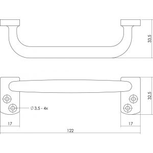 Intersteel Living 5616 handgreep Haags model 120 mm messing ongelakt 0010.561601