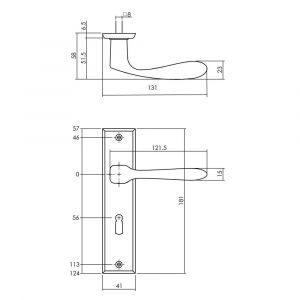 Intersteel Living 0201 deurkruk Banaan met schild 181x41x7 mm sleutelgat 56 mm messing getrommeld 0011.020124