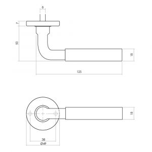 Intersteel Living 0215 deurkruk Palma met rozet diameter 49x7 mm verdekt messing getrommeld 0011.021502