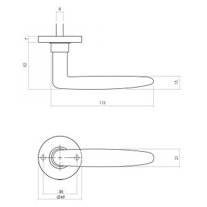 Intersteel Living 0225 deurkruk Sophie met rozet diameter 49x7 mm verdekt messing getrommeld 0011.022502