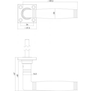 Intersteel Living 0375 deurkruk Ton 222 met rozet 38x38x7 mm messing getrommeld-ebbenhout 0011.037502