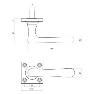 Intersteel Living 0388 deurkruk Trento met rozet 38x38x7 mm messing getrommeld 0011.038802