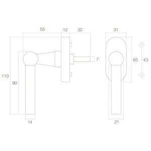 Intersteel Living 6050 raamkruk L-model messing getrommeld 0011.605011