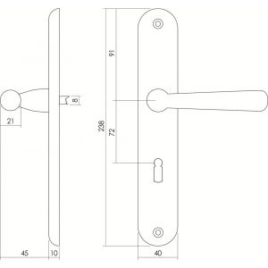 Intersteel Living 0197 deurkruk Yvonne op schild ovaal sleutelgat 72 mm messing gelakt 0013.019726