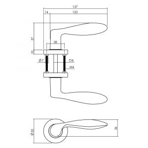 Intersteel Living 1695 deurkruk George op rozet diameter 52x10 mm met nokken messingkleur PVD 0013.169502