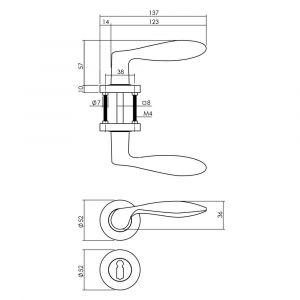 Intersteel Living 1695 deurkruk George op rozet diameter 52x10 mm met nokken met sleutelgat plaatje messingkleur PVD 0013.169503