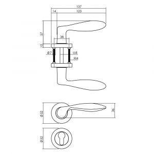 Intersteel Living 1695 deurkruk George op rozet diameter 52x10 mm met nokken met profielcilindergat plaatje messingkleur PVD 0013.169505