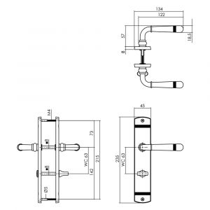 Intersteel Living 1705 deurkruk Emily op langschild WC 63/8 mm PVD messing 0013.170565