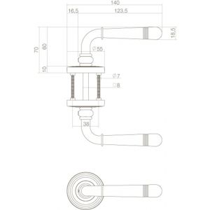 Intersteel Living 1725 deurkruk Emily op rozet met rillen diameter 54x9 mm met nokken PVD messingkleur 0013.172502