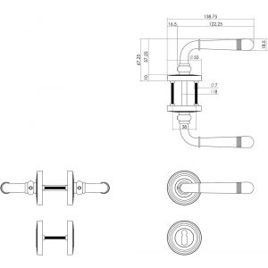 Intersteel Living 1725 deurkruk Emily op rozet diameter 54x9 mm met nokken en sleutelgat plaatje PVD messingkleur 0013.172503