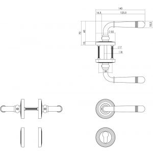 Intersteel Living 1725 deurkruk Emily op rozet diameter 54x9 mm met nokken en profielcilindergat plaatje PVD messingkleur 0013.172505