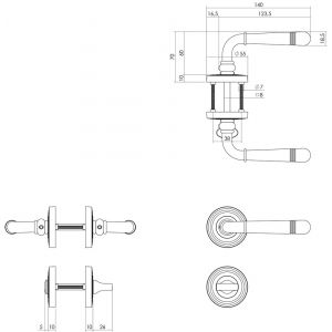 Intersteel Living 1725 deurkruk Emily op rozet diameter 54x9 mm met nokken en WC 8 mm PVD messingkleur 0013.172510