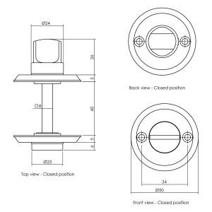 Intersteel Living 3173 WC-sluiting 8 mm diameter 50x5 mm messing gelakt 0013.317360