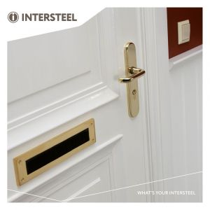 Intersteel Living 3820 SKG3 veiligheids schilden greep-kruk profielcilindergat 72 mm met kerntrek beveiliging messing gelakt 0013.382036