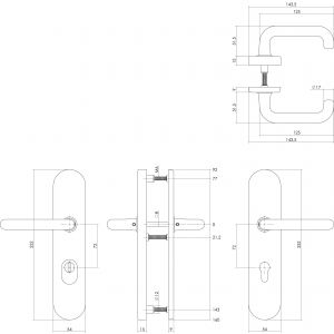 Intersteel Living 3821 veiligheidsbeslag ovaal kruk-kruk profielcilindergat 72 mm SKG*** met kerntrekbeveiliging messing 0013.382136Z