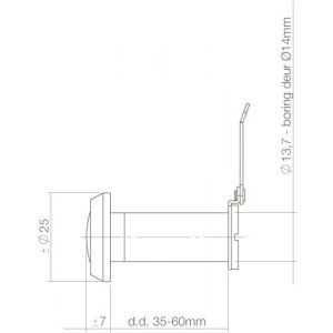 Intersteel Living 4055 deurspion 180 graden messing deurdikte 35-60 mm diameter 14 mm 0013.405530