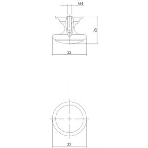 Intersteel Living 8477 meubelknop afgerond 32 mm messing gelakt 0013.847773