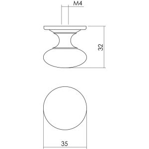 Intersteel Living 8478 meubelknop Paddenstoel met achterplaat 35 mm messing gelakt 0013.847823